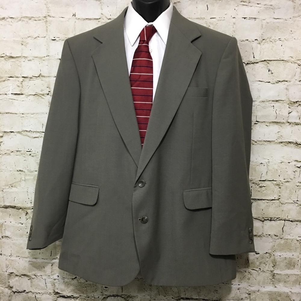 Haggar Imperial Olive Wool Blend Blazer Size 44